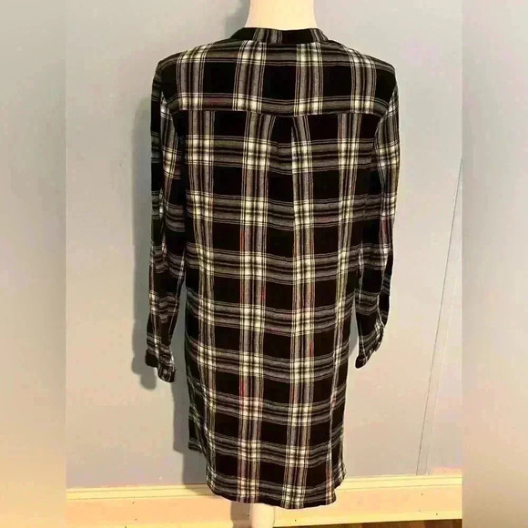 GARNET Hill 6 Black Plaid Organic Cotton Long Sleeve Pop Over Tunic Shirt Dress - Picture 4 of 8